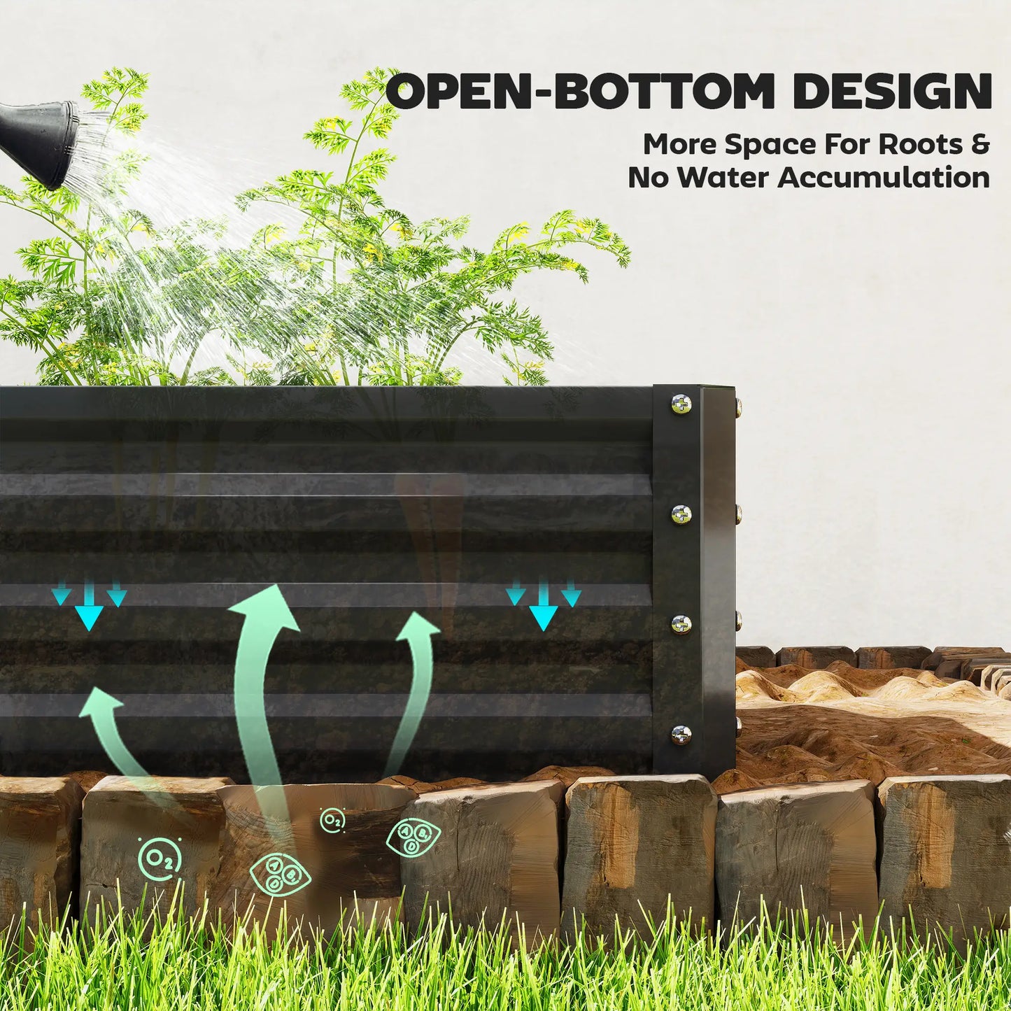 Galvanized Raised Garden Bed, Planter Box, 4' x 2' x 1', Black Galvanized Planter Boxes at Gallery Canada