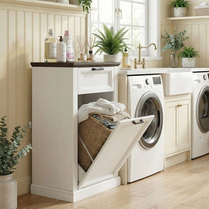 10 Gallon Trash Can Cabinet With Drawer, White Wood Effect, White Storage Cabinets at Gallery Canada