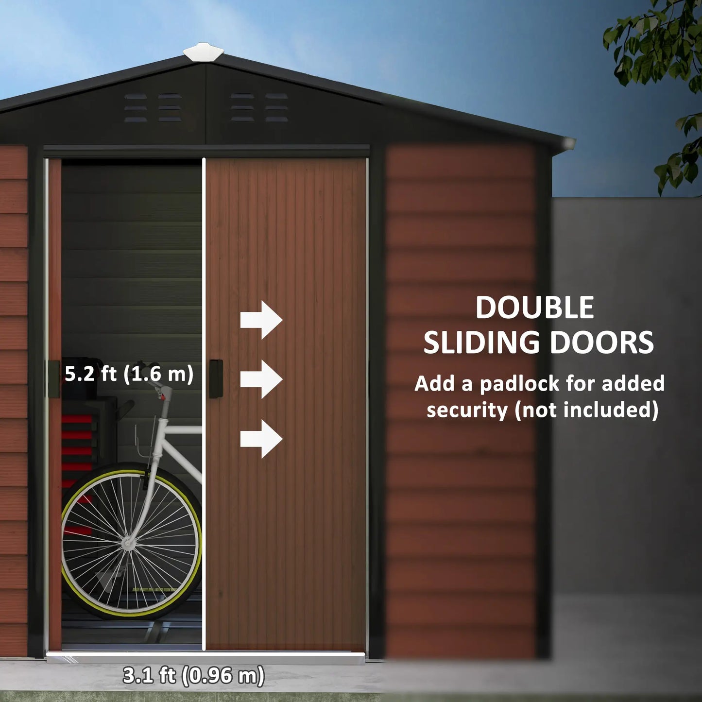 8' x 7' Outdoor Storage Shed, Galvanized Steel, Lockable Doors, Floor Frame Sheds at Gallery Canada