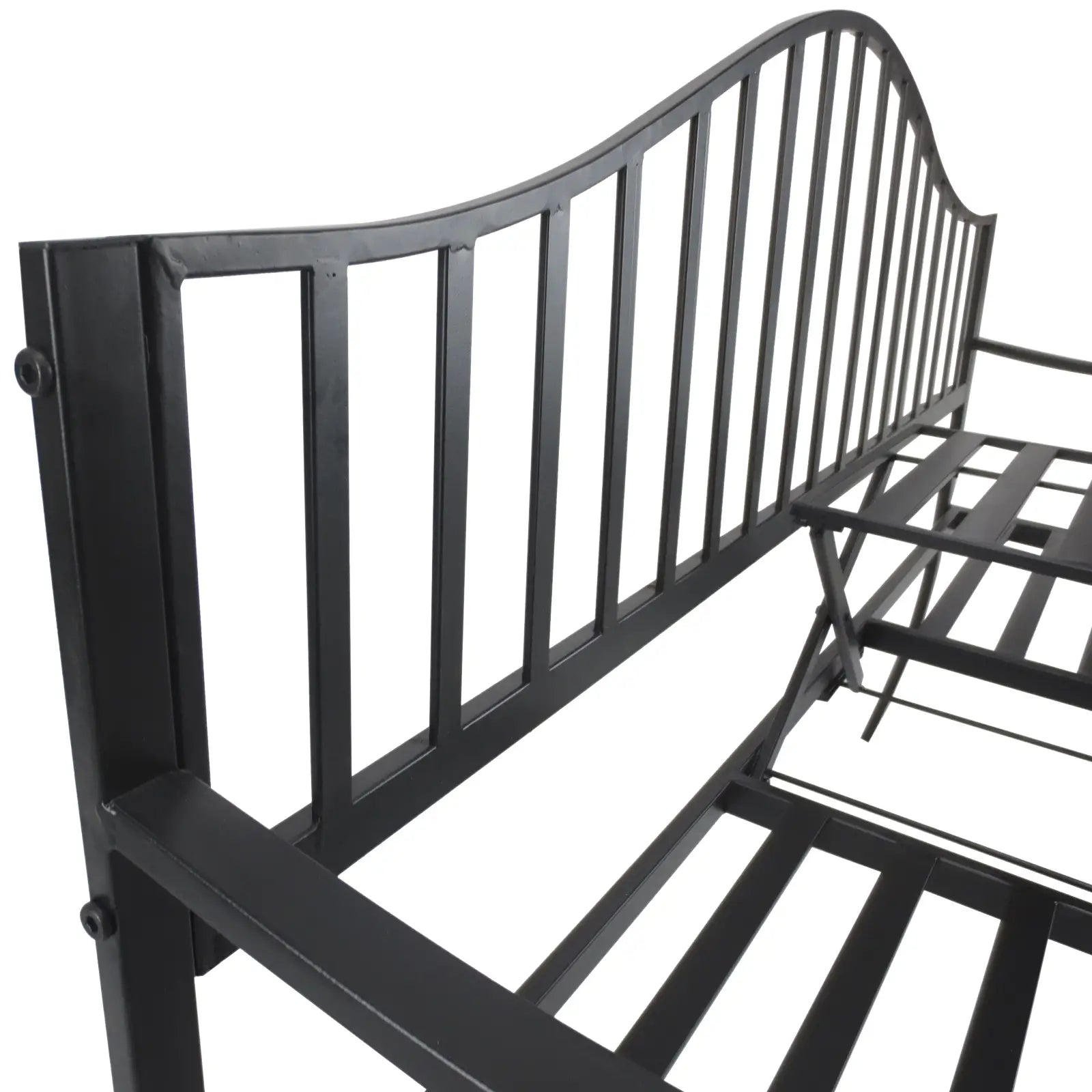Outdoor Bench, Retractable Table, Metal Frame, Slatted Seat, Black Outdoor Benches at Gallery Canada