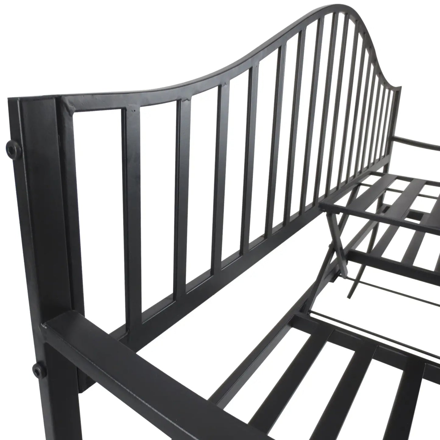 Outdoor Bench, Retractable Table, Metal Frame, Slatted Seat, Black Outdoor Benches at Gallery Canada
