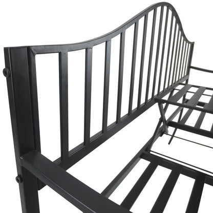 Outdoor Bench, Retractable Table, Metal Frame, Slatted Seat, Black Outdoor Benches at Gallery Canada