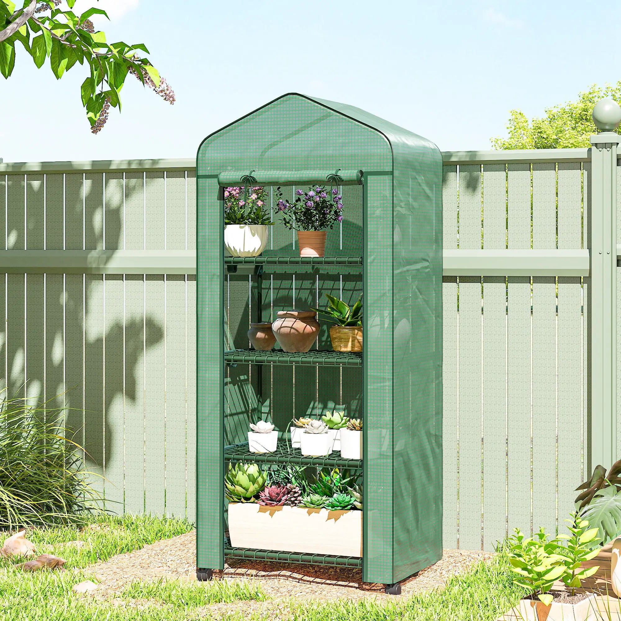 Portable Greenhouse, 4 Tier Shelves, PE Cover, Green Walk In Greenhouses at Gallery Canada