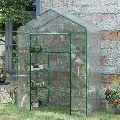 56” x 29” x 77” Walk-In Greenhouse, 4 Tier Shelves, Roll Up Door, Transparent Walk In Greenhouses at Gallery Canada