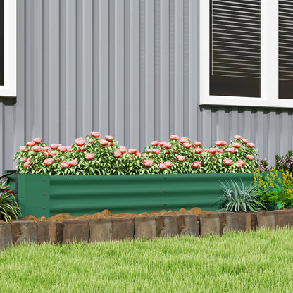 6 x 3 x 1ft Galvanized Raised Garden Bed, Reinforced Outdoor Planter Box, Green