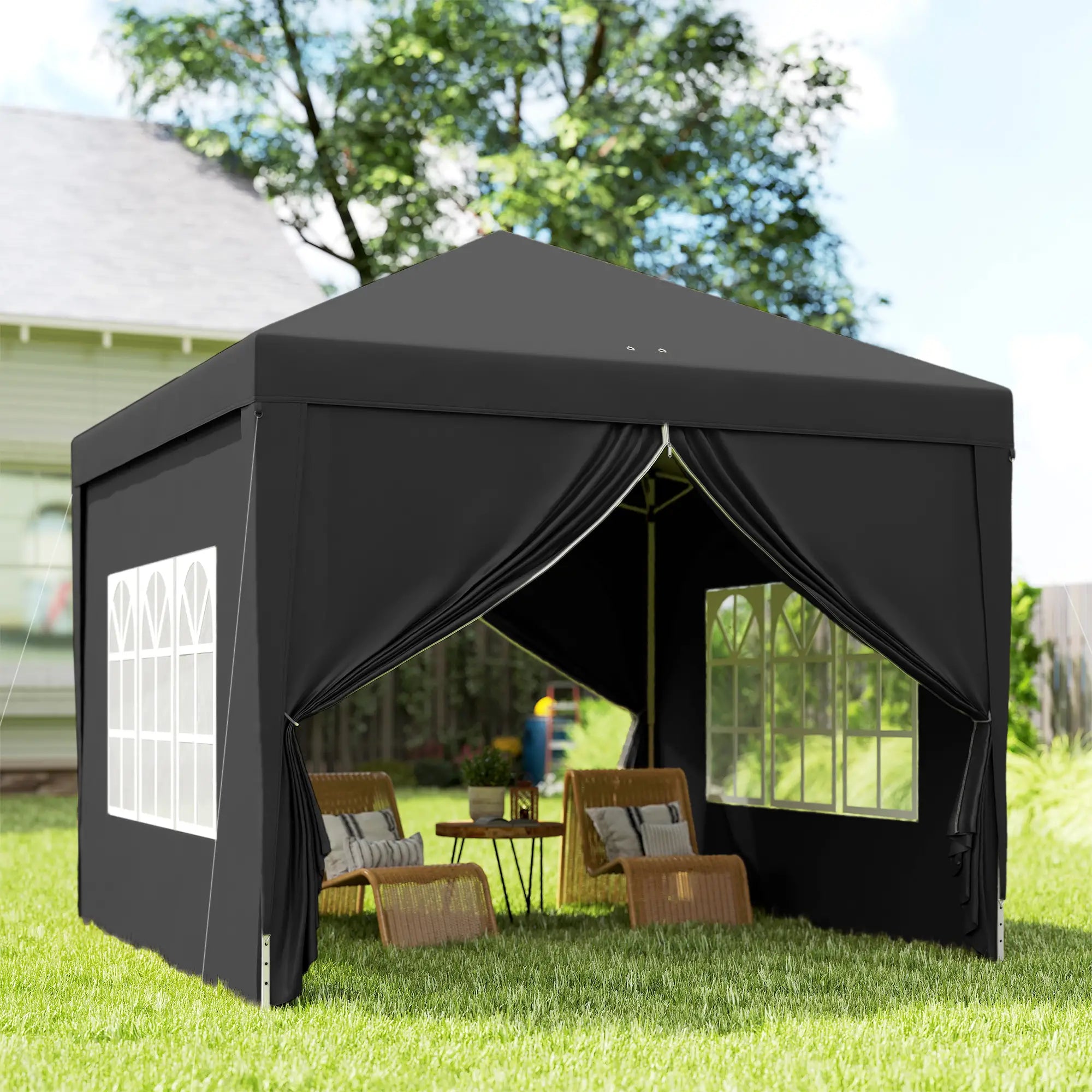 10'x10' Outdoor Pop Up Party Tent Wedding Gazebo Canopy, Black Pop Up Canopies at Gallery Canada
