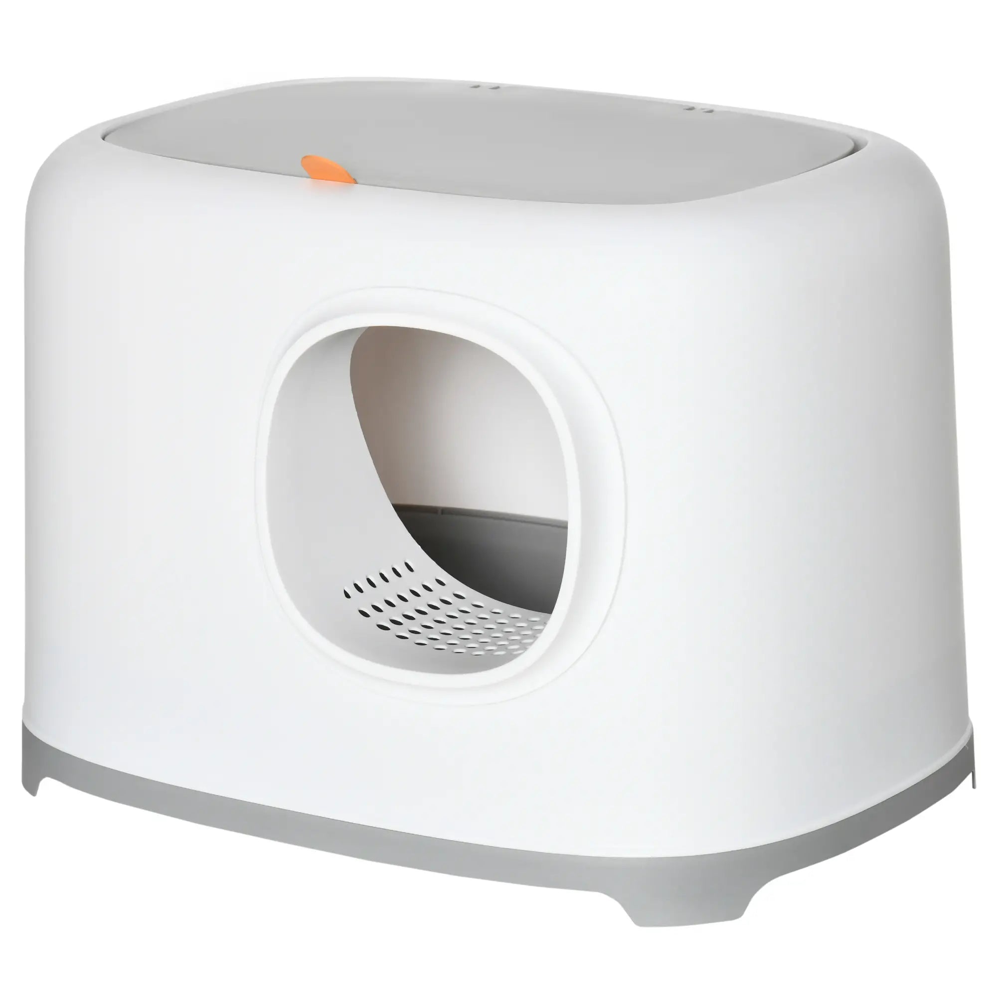 Cat Litter Box, Anti-Sand Tunnel, Scoop, Open Top, White Cat Litter Box Enclosures White, Light Grey at Gallery Canada