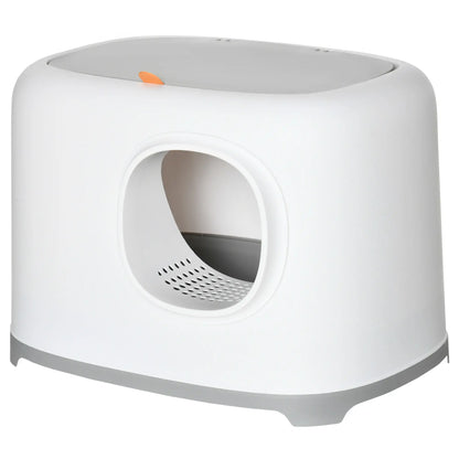 Cat Litter Box, Anti-Sand Tunnel, Scoop, Open Top, White Cat Litter Box Enclosures White, Light Grey at Gallery Canada