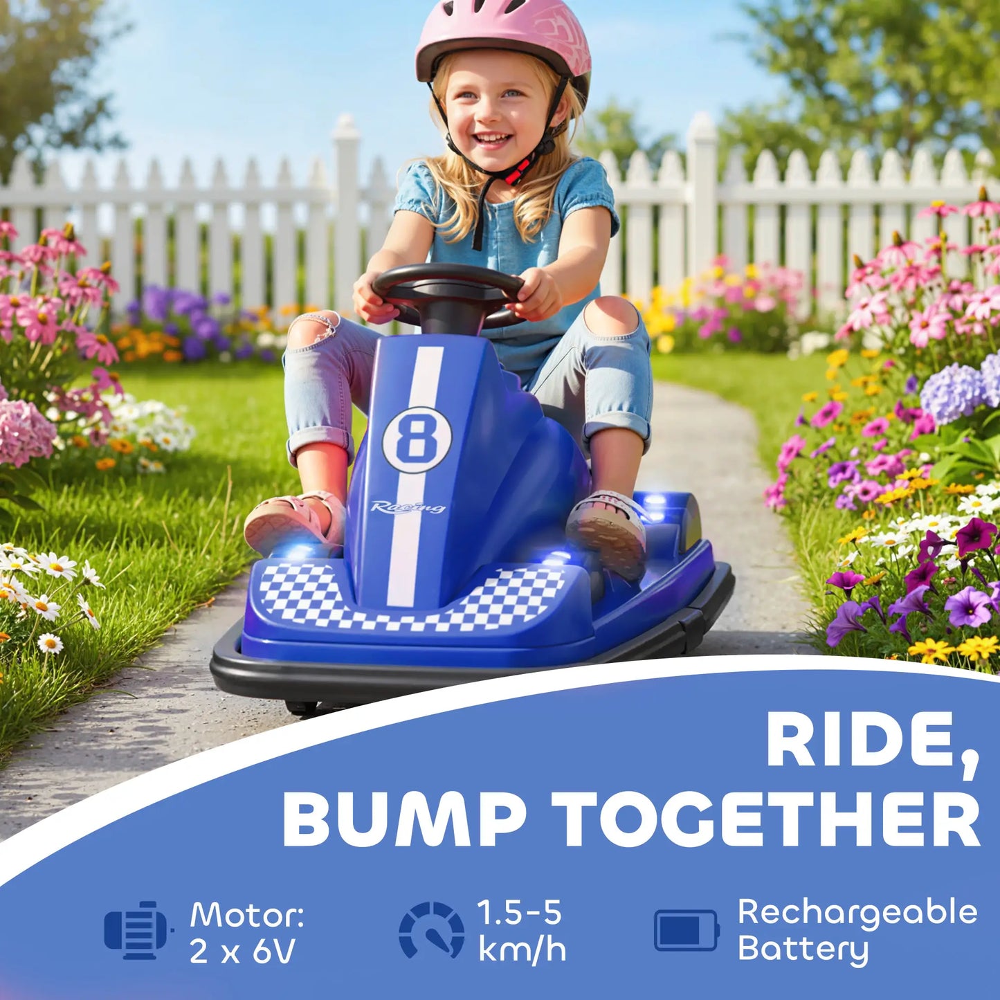 6V Bumper Car for Kids, 360 Degree Spin, Dual Motors, Music, Blue Electric Toy Cars at Gallery Canada