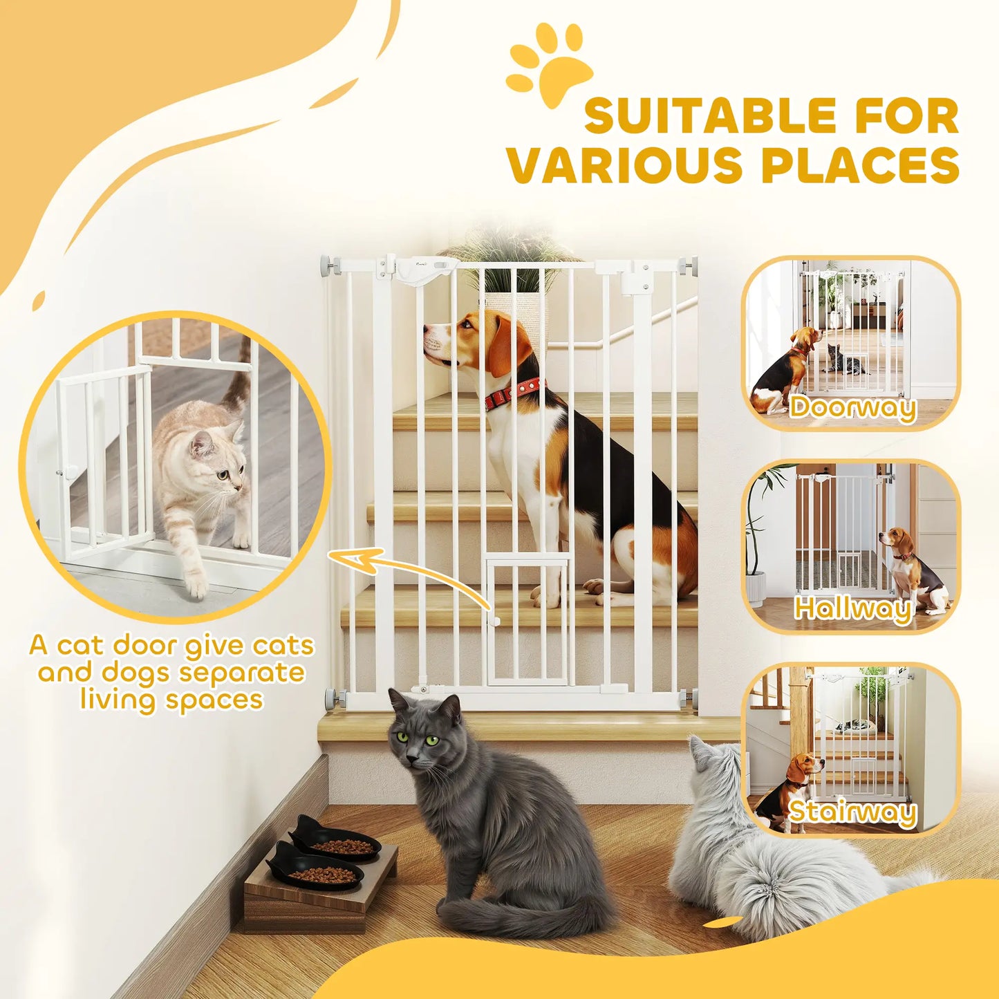 36" Indoor Dog Gate for Doorways, House, Stairs, White Houses, Kennels & Pens at Gallery Canada