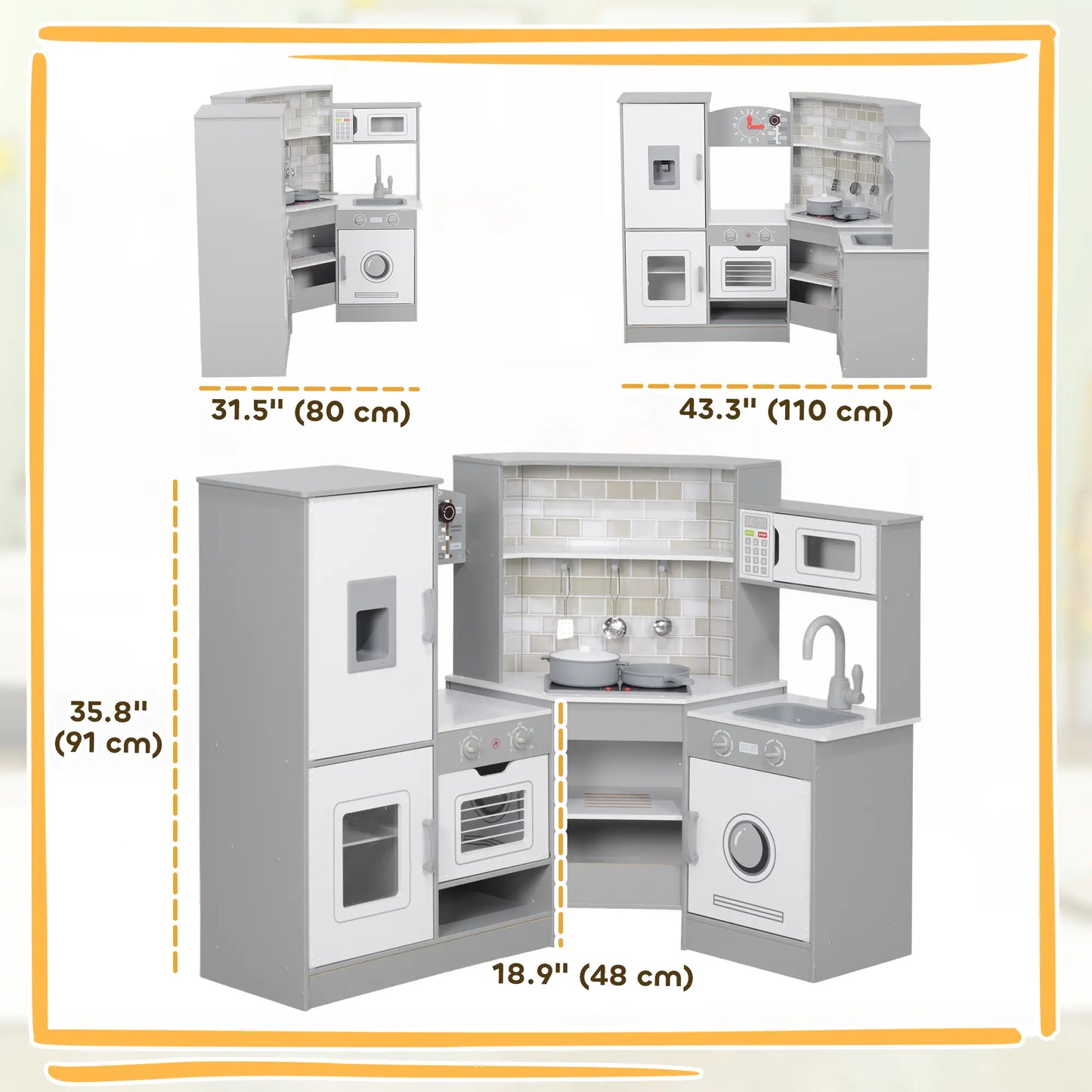 Corner Play Kitchen, Pretend Play Set with Lights, Sounds, Stove Play Kitchen at Gallery Canada