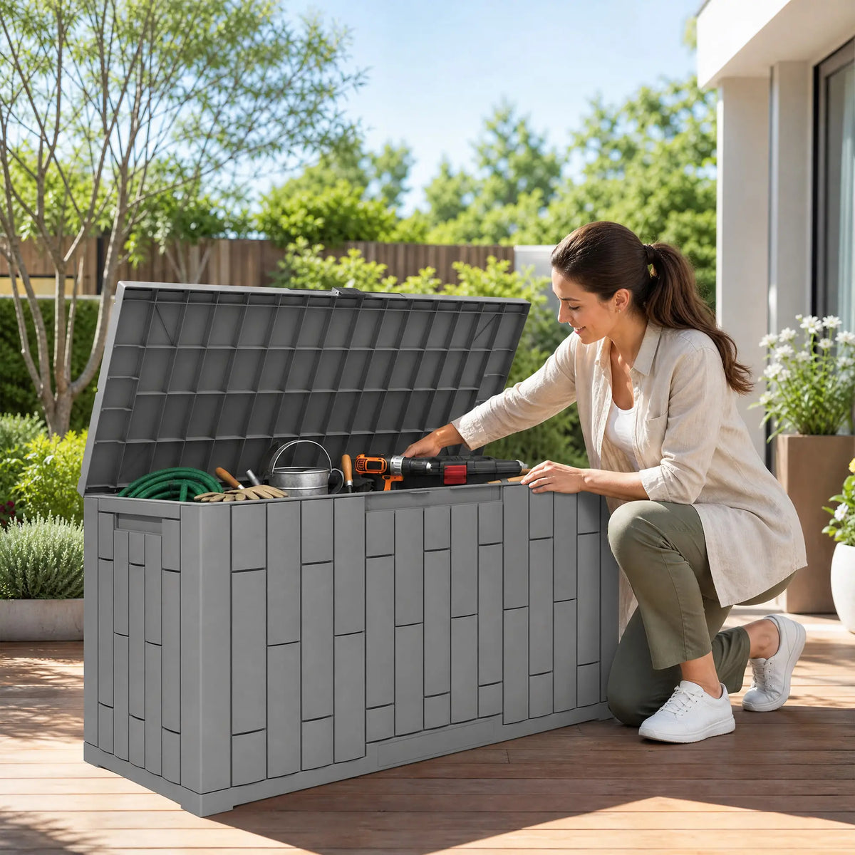60 Gallon Resin Deck Box, Lockable Outdoor Storage Box Deck Box & Outdoor Storage at Gallery Canada
