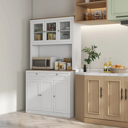 71" Pantry Cabinet With Microwave Space, Kitchen Cabinet, White Kitchen Pantry Cabinets at Gallery Canada