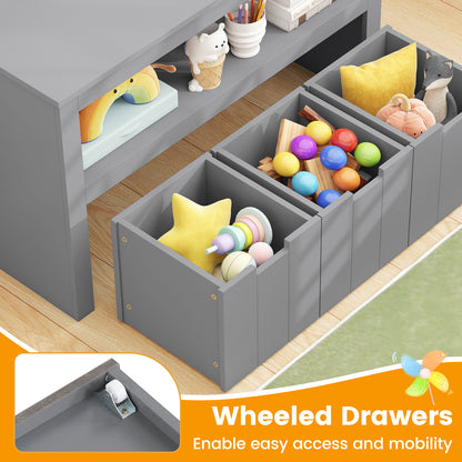 Kid Toy Storage Cabinet 3 Drawer Chest with Wheels Large Storage Cube Shelf, Gray Kids Storage at Gallery Canada