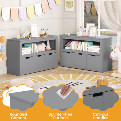 Kid Toy Storage Cabinet 3 Drawer Chest with Wheels Large Storage Cube Shelf, Gray Kids Storage at Gallery Canada