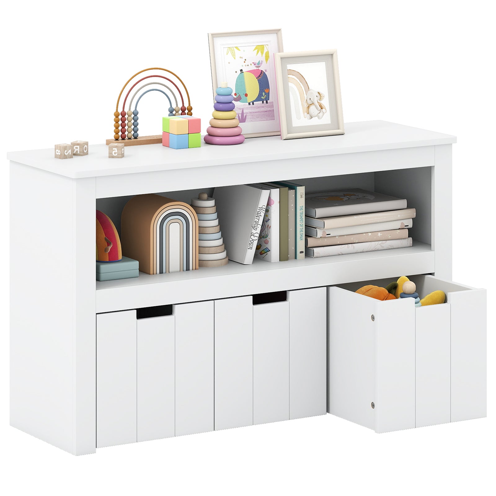 Kid Toy Storage Cabinet 3 Drawer Chest with Wheels Large Storage Cube Shelf-White\, White Kids Storage at Gallery Canada