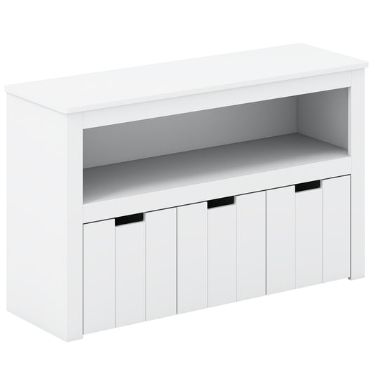 Kid Toy Storage Cabinet, 3 Drawer Chest With Wheels, White