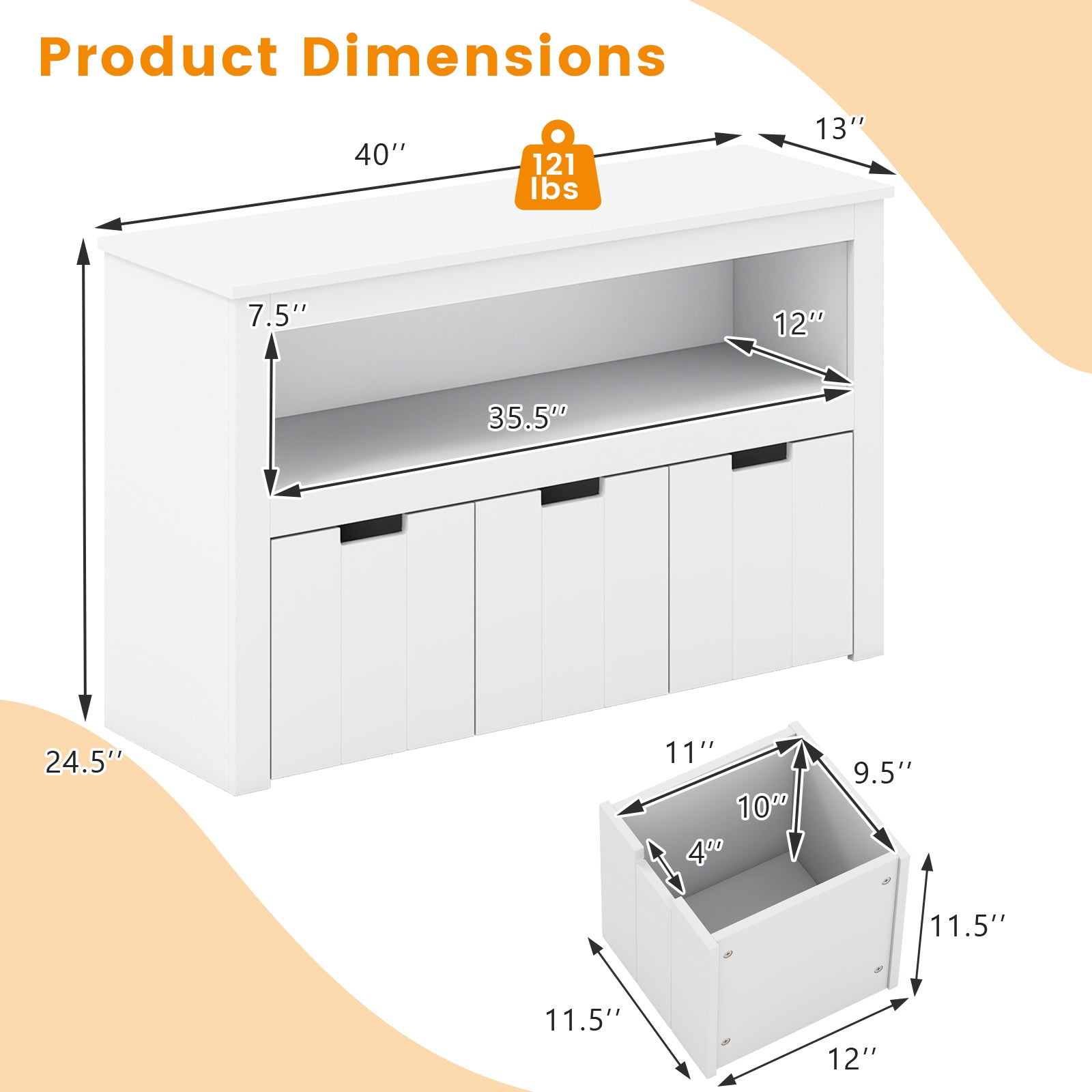 Kid Toy Storage Cabinet 3 Drawer Chest with Wheels Large Storage Cube Shelf-White\, White Kids Storage at Gallery Canada