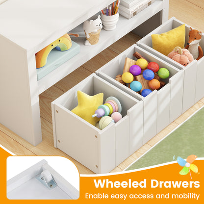 Kid Toy Storage Cabinet 3 Drawer Chest with Wheels Large Storage Cube Shelf-White\, White Kids Storage at Gallery Canada