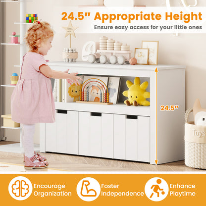 Kid Toy Storage Cabinet 3 Drawer Chest with Wheels Large Storage Cube Shelf-White\, White Kids Storage at Gallery Canada