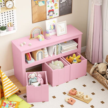 Kid Toy Storage Cabinet, 3 Drawer Chest With Wheels, Large Cube Shelf, Pink Kids Storage at Gallery Canada