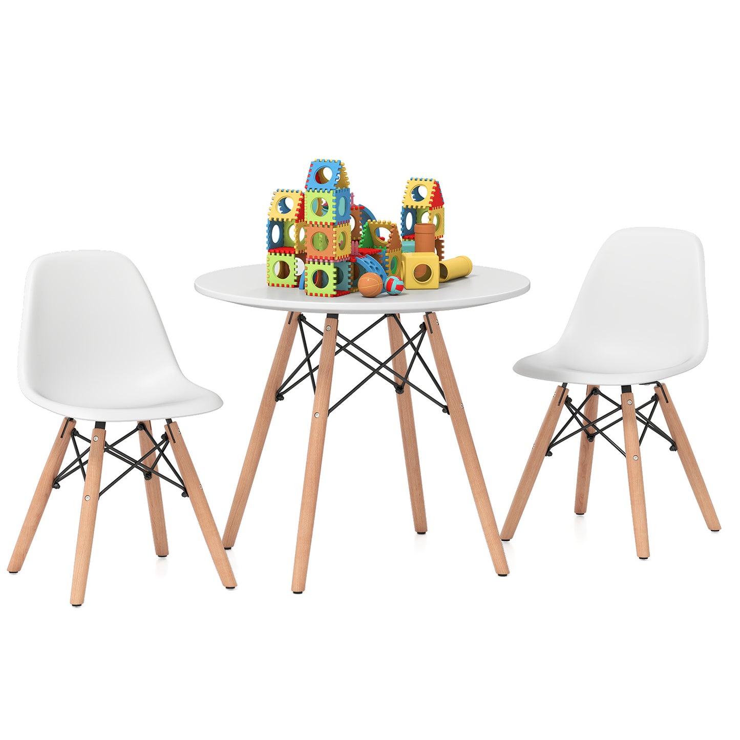 Kids Dining Table Set, 2 Armless Chairs, White Kids Table & Chair Sets at Gallery Canada