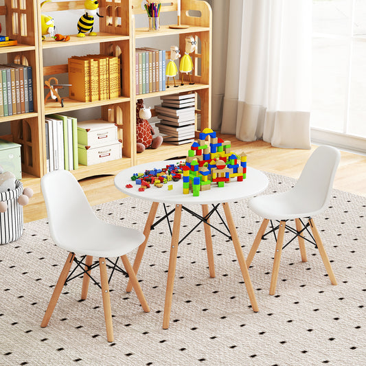 Kids Dining Table Set, 2 Armless Chairs, White Kids Table & Chair Sets White at Gallery Canada