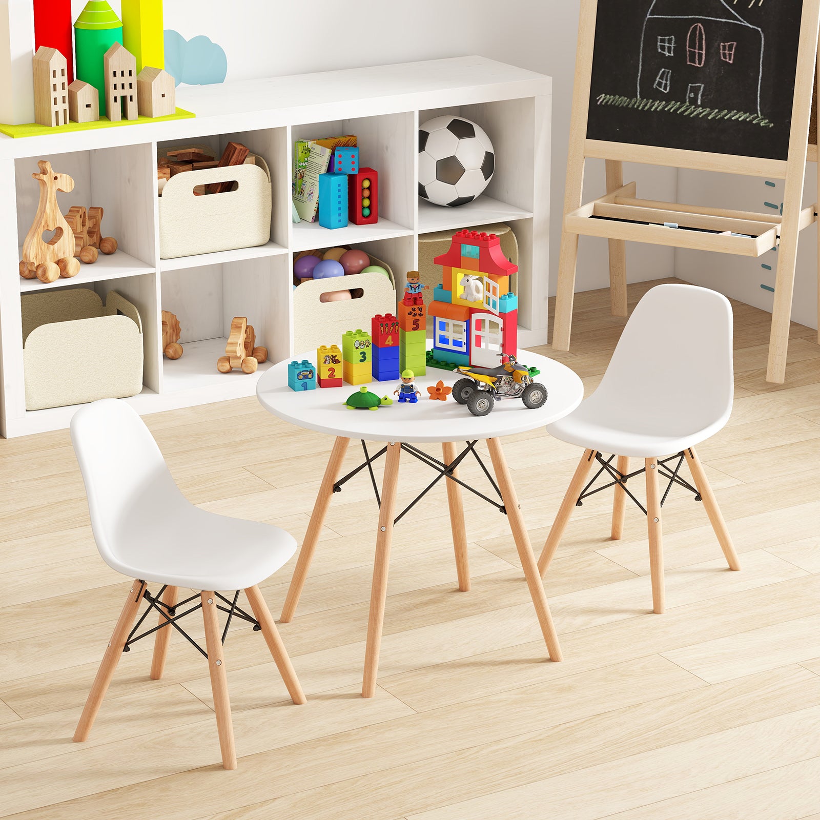Kids Dining Table Set, 2 Armless Chairs, White Kids Table & Chair Sets at Gallery Canada