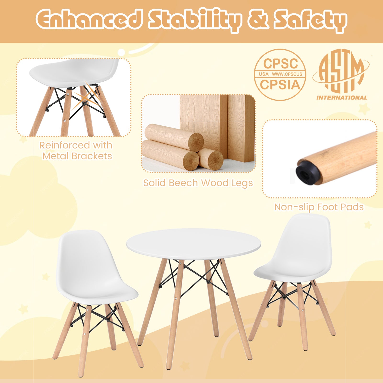 Kids Dining Table Set, 2 Armless Chairs, White Kids Table & Chair Sets at Gallery Canada