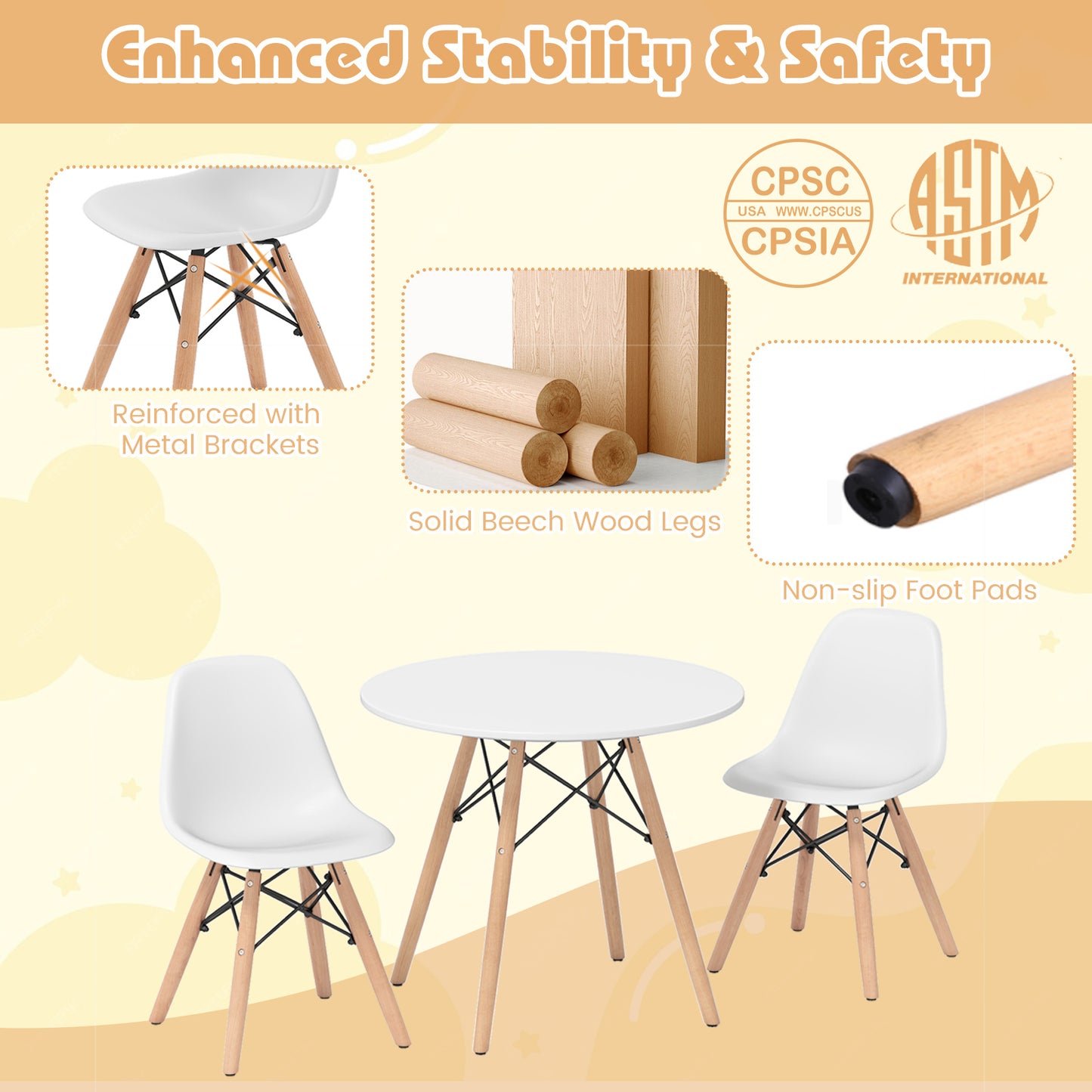 Kids Dining Table Set, 2 Armless Chairs, White Kids Table & Chair Sets at Gallery Canada
