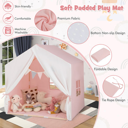Kid's Play Tent with Washable Cotton Mat and Flag Banner, Pink Play Tents & Playhouse at Gallery Canada