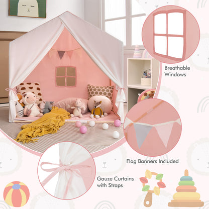Kid's Play Tent with Washable Cotton Mat and Flag Banner, Pink Play Tents & Playhouse at Gallery Canada