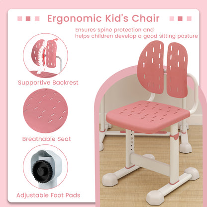 Kid's Study Desk and Chair Set with Tilt Desktop and Book Stand, Pink Kids Table & Chair Sets at Gallery Canada