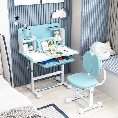 Kid's Study Desk and with Tilt Desktop and Pen Holder, Blue Kids Table & Chair Sets at Gallery Canada