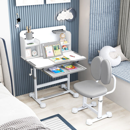 Kid's Study Desk and with Tilt Desktop and Pen Holder, Gray Kids Table & Chair Sets at Gallery Canada