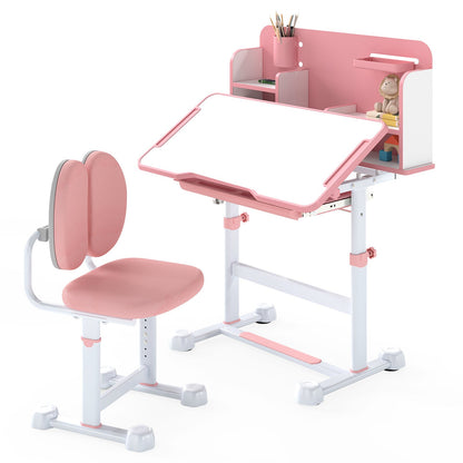 Kid's Study Desk and with Tilt Desktop and Pen Holder, Pink Kids Table & Chair Sets at Gallery Canada