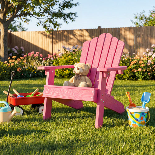 Kids Adirondack Chair, All-Weather Outdoor, Pink