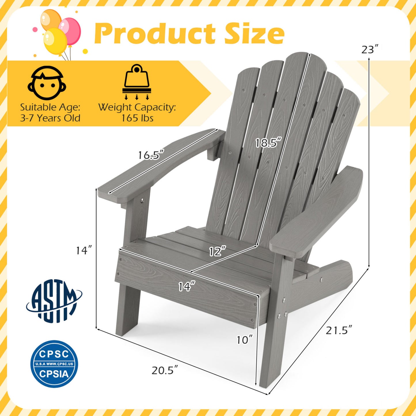Kids Adirondack Chair, All-Weather Outdoor, Gray Kids Chairs & Seating at Gallery Canada
