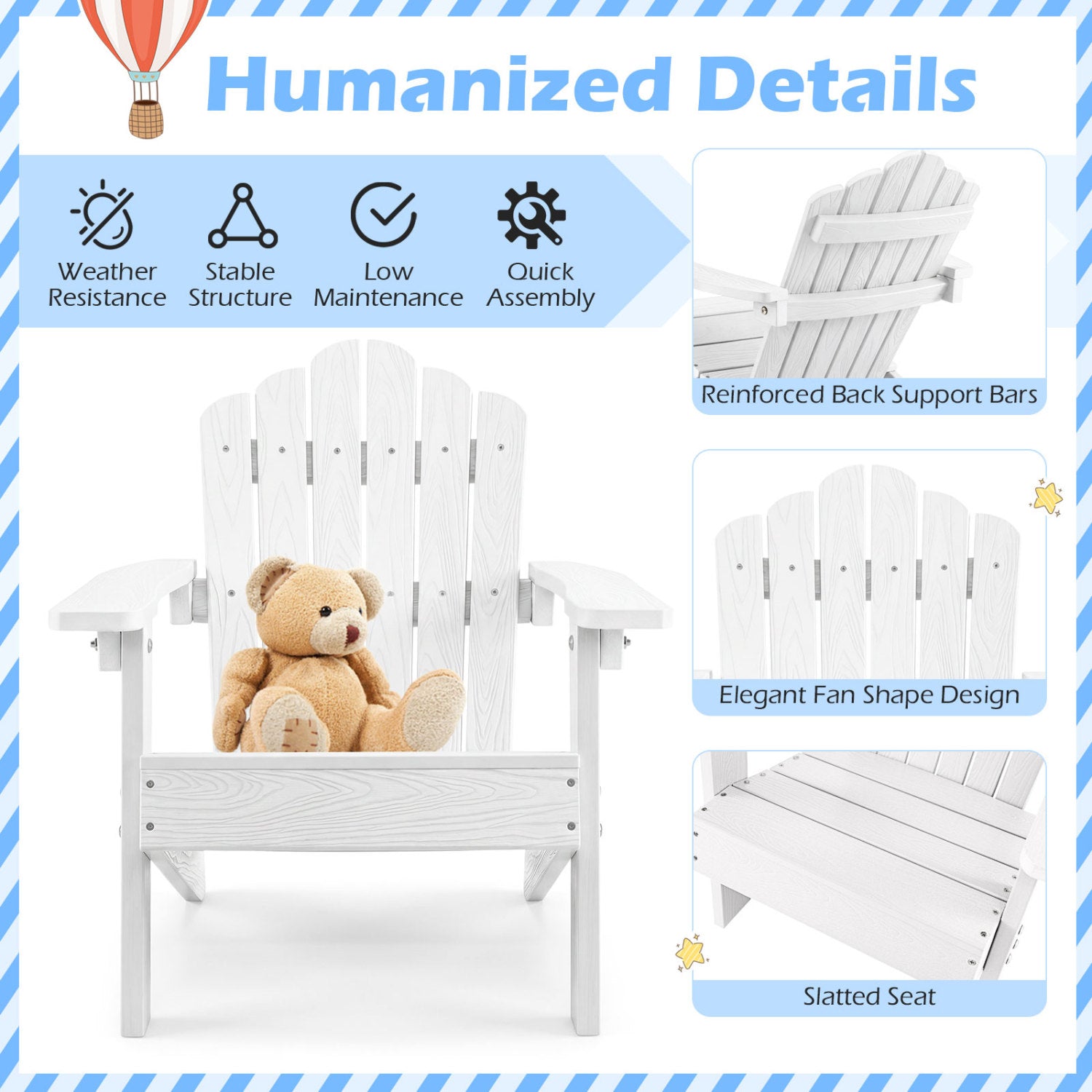 Kids Adirondack Chair, Outdoor, Weather-Resistant, White Kids Chairs & Seating at Gallery Canada