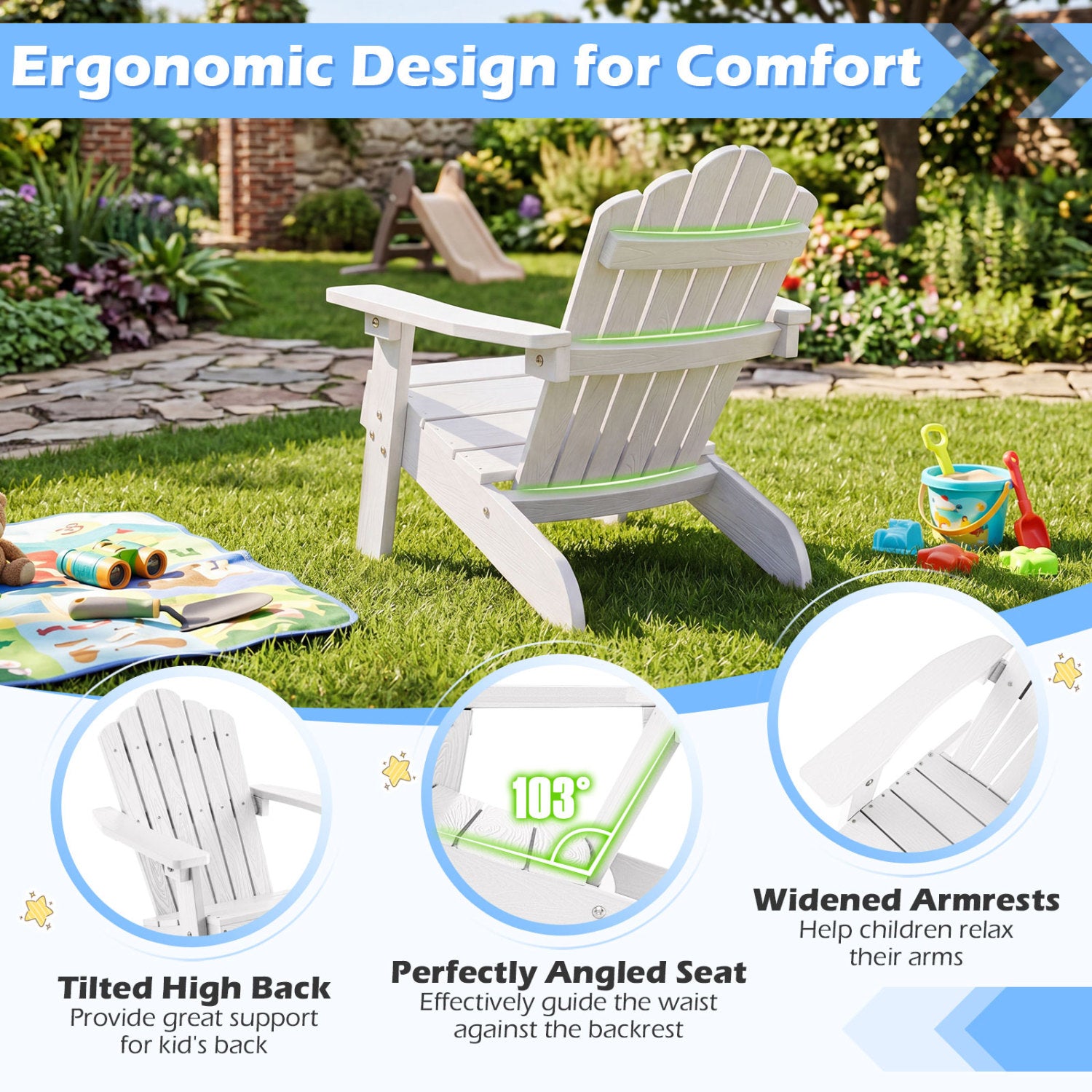 Kids Adirondack Chair, Outdoor, Weather-Resistant, White Kids Chairs & Seating at Gallery Canada