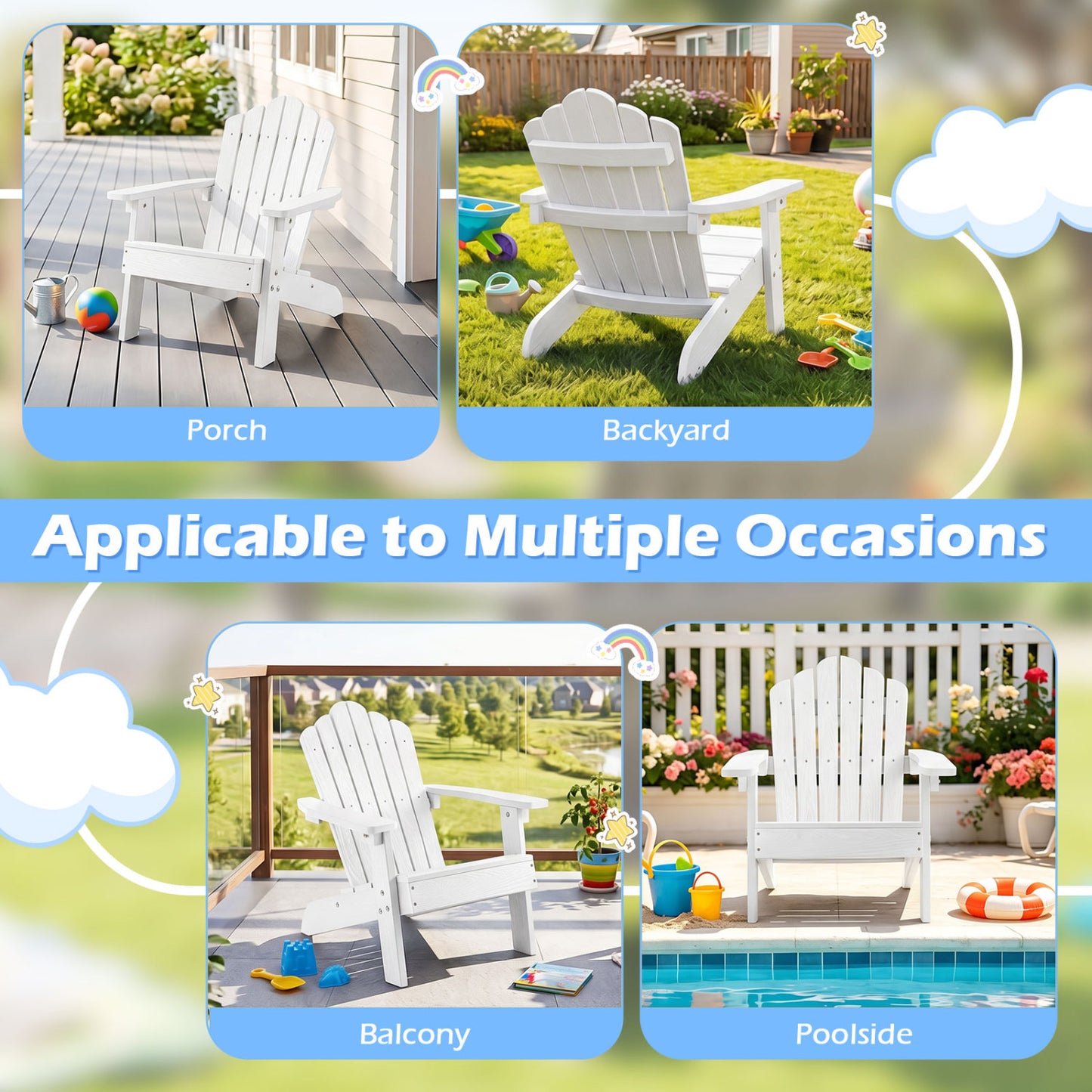 Kids Adirondack Chair, Outdoor, Weather-Resistant, White Kids Chairs & Seating at Gallery Canada