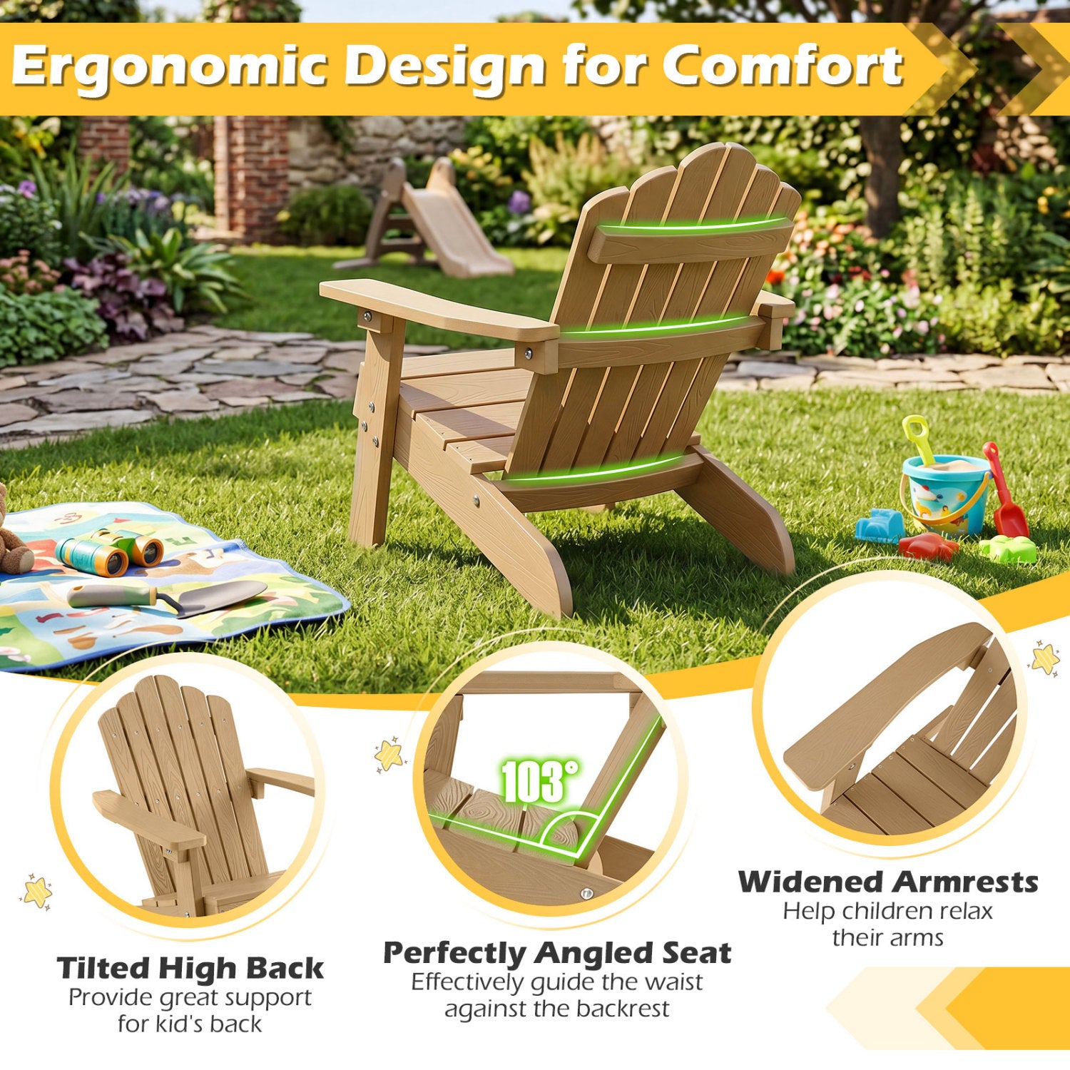 Kids Adirondack Chair, Outdoor, Brown Kids Chairs & Seating at Gallery Canada