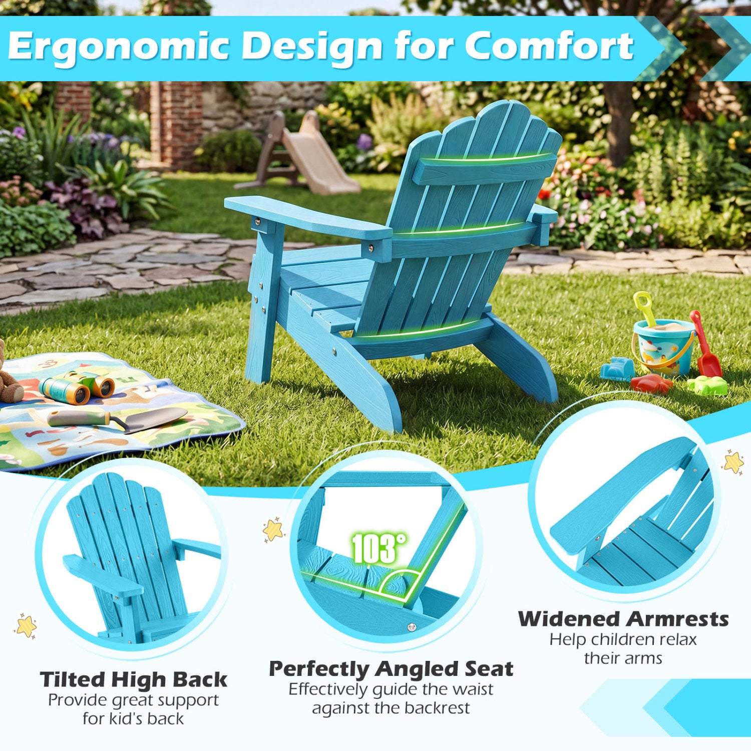Kids Adirondack Chair, Turquoise Kids Chairs & Seating at Gallery Canada