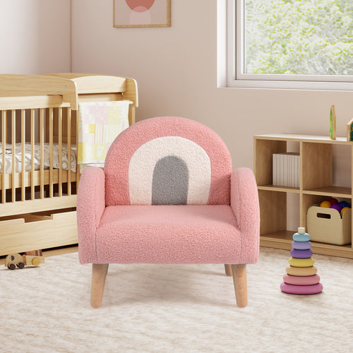 Kids Armchair with Comfy Backrest and Armrests, Pink