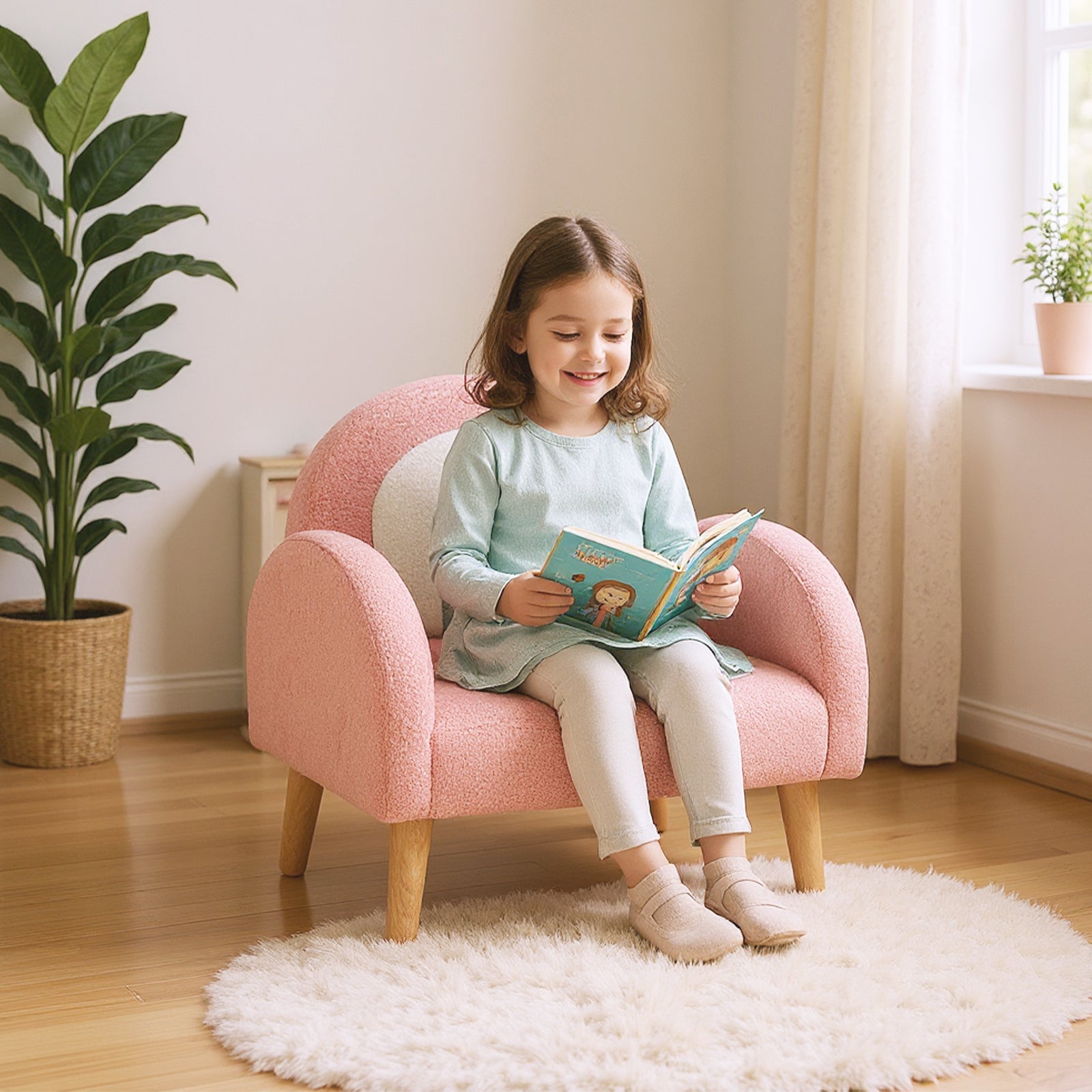 Kids Armchair with Comfy Backrest and Armrests, Pink Kids Chairs & Seating at Gallery Canada