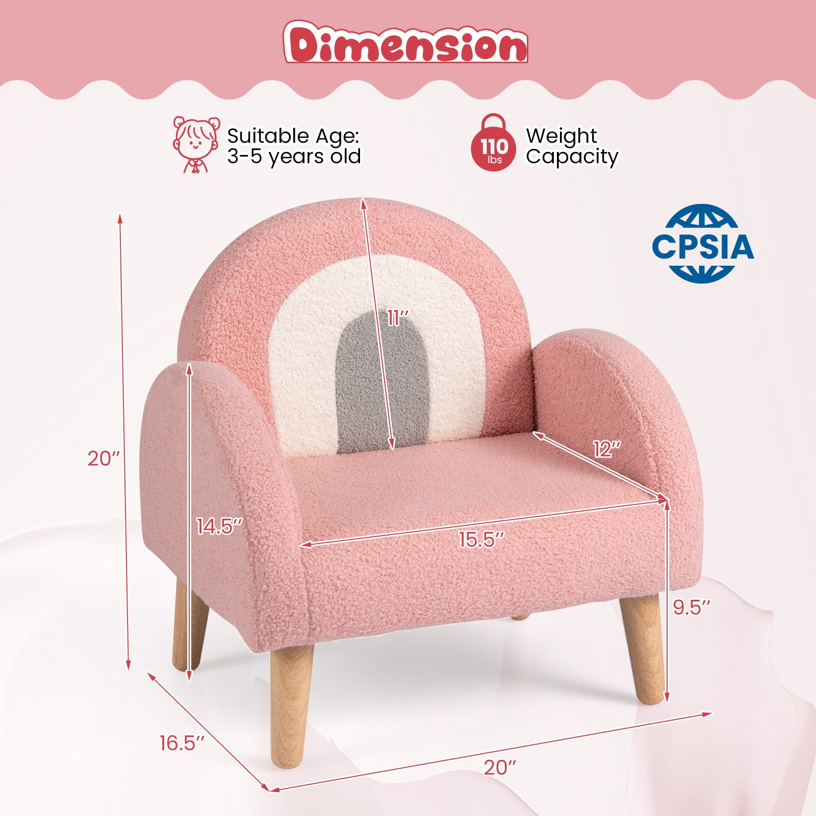 Kids Armchair with Comfy Backrest and Armrests, Pink Kids Chairs & Seating at Gallery Canada