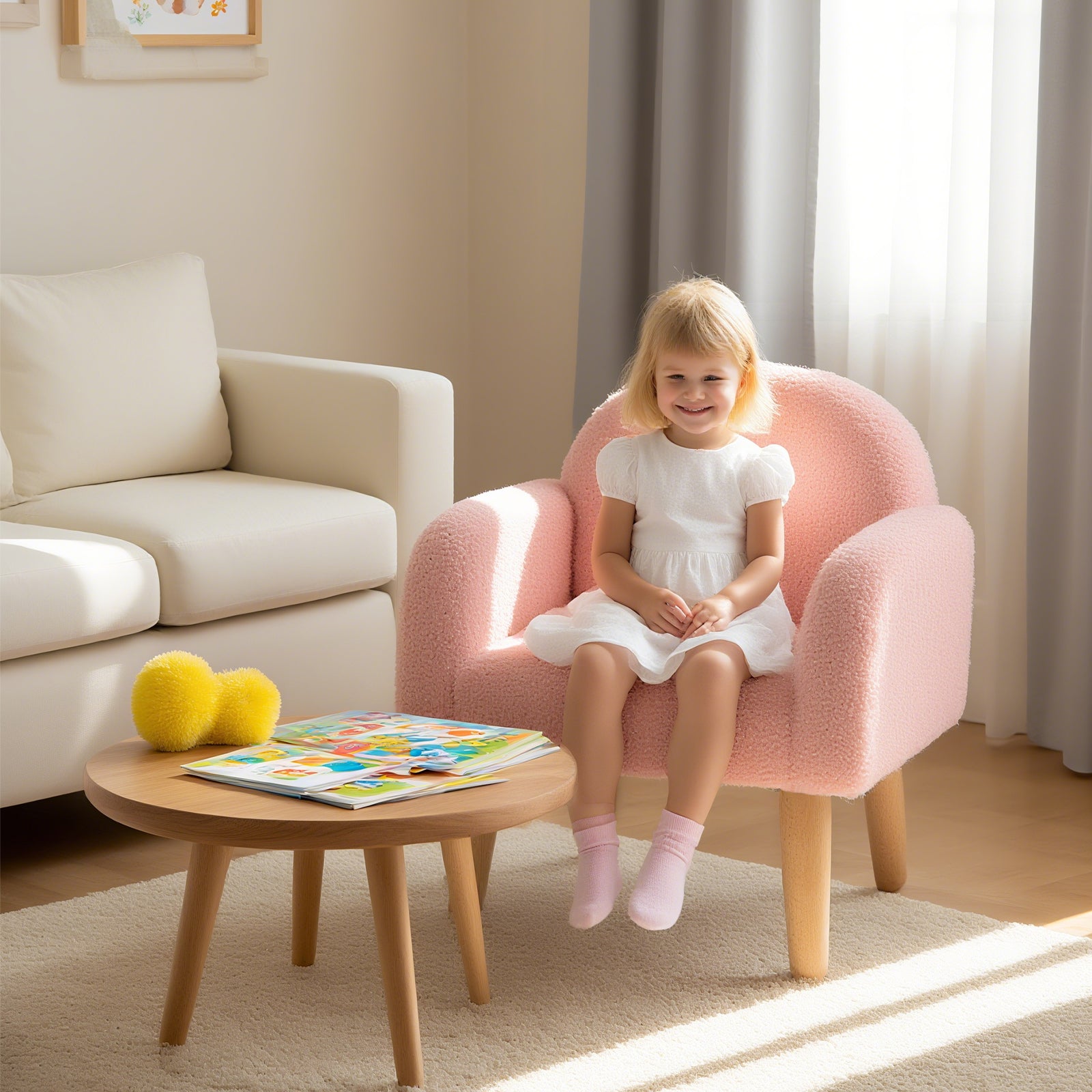 Kids Armchair with Comfy Backrest and Armrests, Pink Kids Chairs & Seating at Gallery Canada
