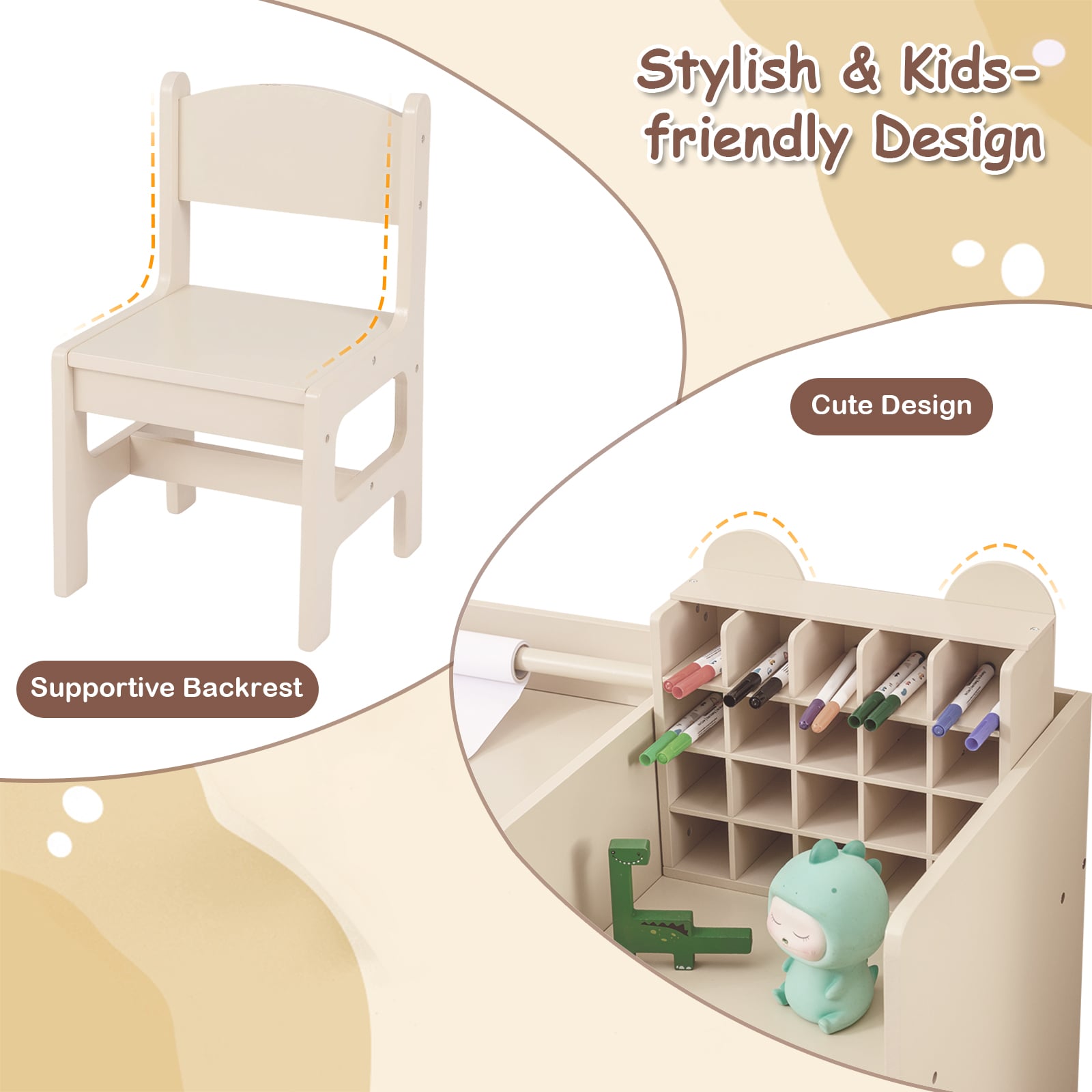 Kids Art Table And Chair Set With Paper Roll Holder, Natural Kids Table & Chair Sets at Gallery Canada