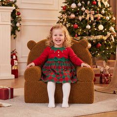 Kids Bear Sofa Toddler Foam Couch, Soft Fleece Fabric Cover, Brown Kids Chairs & Seating Brown at Gallery Canada