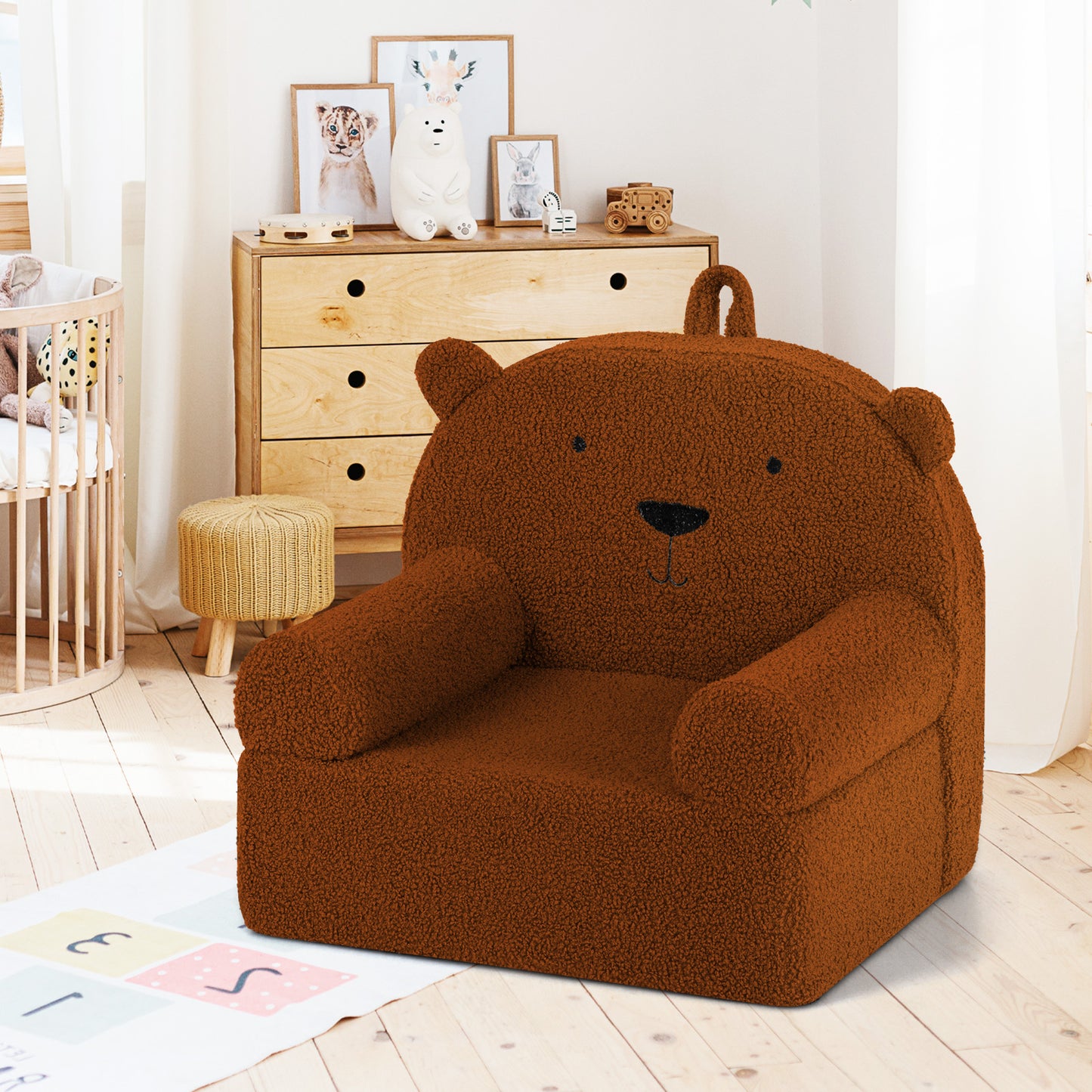 Kids Bear Sofa Toddler Foam Couch, Soft Fleece Fabric Cover, Brown Kids Chairs & Seating at Gallery Canada
